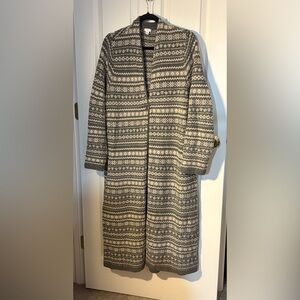 J. Jill Cream and Gray Patterned Long Sweater
